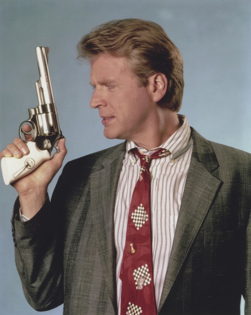 David Rasche Holding a Pistol in Black Suit with Red Tie Photo Print - Item # VARCEL687026