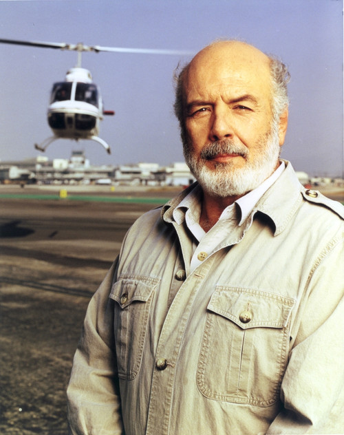 Pernell Roberts Posed with Helicopter at the Back Portrait Photo Print - Item # VARCEL687151