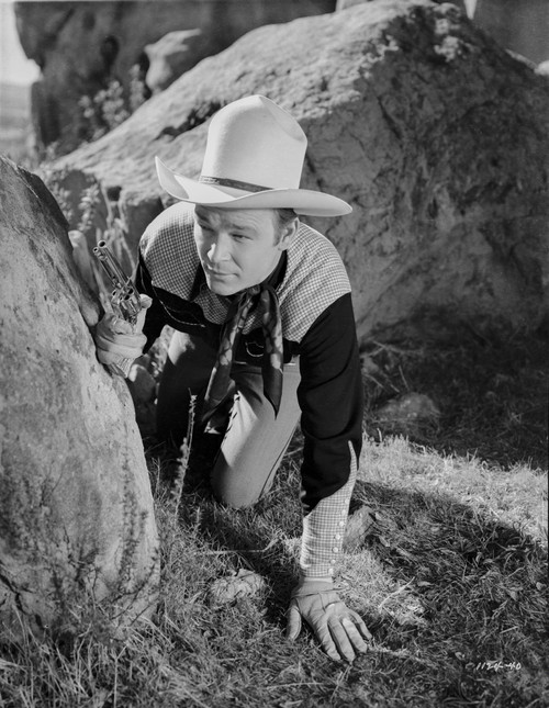 Roy Rogers Crawling with A Gun in Black and White Photo Print - Item # VARCEL687284