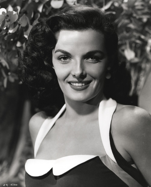 Jane Russell Portrait in Black Velvet Strap Dress with White Strap Photo Print - Item # VARCEL687466