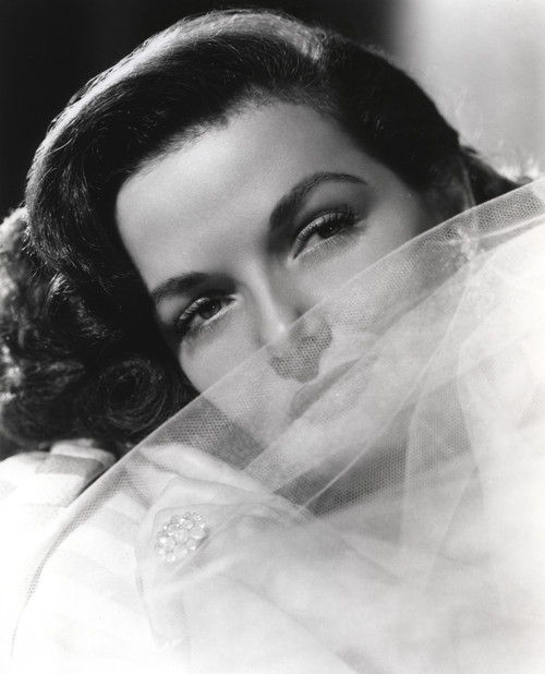 Jane Russell Close Up Portrait in White Sheer Silk Dress and Pearl Earring Photo Print - Item # VARCEL687470