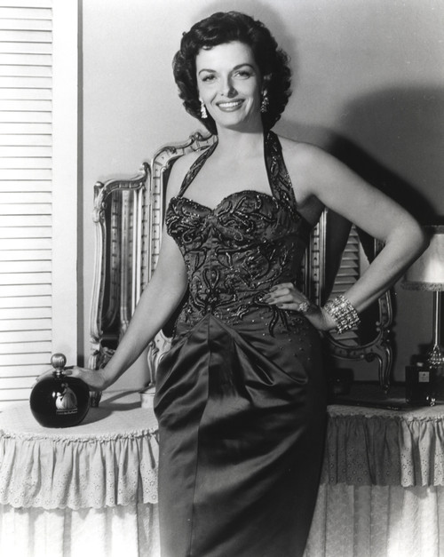 Jane Russell Posed in Black Velvet Halter Dress and Bracelet with Left Hand on the Waist Photo Print - Item # VARCEL687564