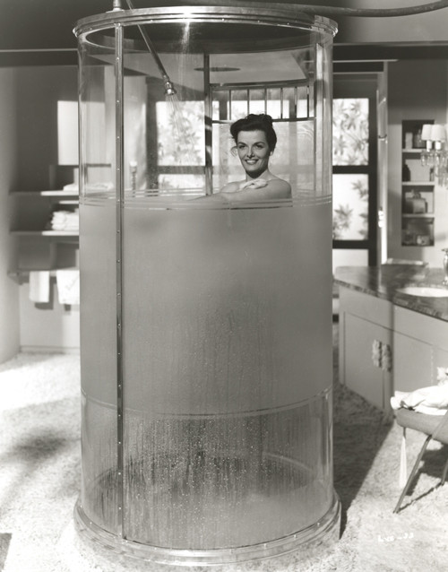 Jane Russell Taking Shower Black and White Photo Print - Item # VARCEL687572