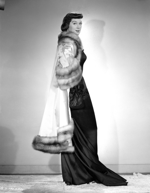 Rosalind Russell Posed in Fur Coat and Black Gown Photo Print - Item # VARCEL687640