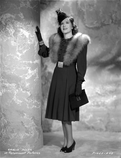 Gracie Allen wearing a dress and fur scarf Photo Print - Item # VARCEL688166