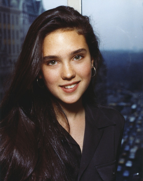 Jennifer Connelly in Black Coat Close Up Portrait in Brown Suit Dress and Hoop Earrings Photo Print - Item # VARCEL688571