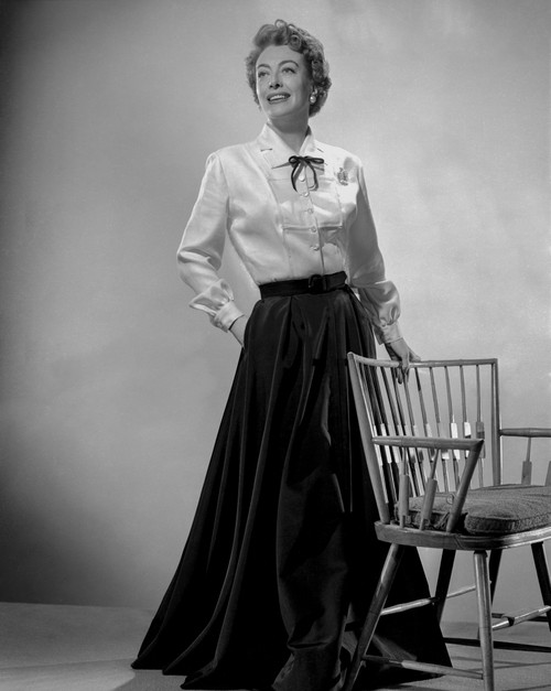 Joan Crawford wearing a White Long Sleeves and a Long Black Skirt in a Classic Portrait Photo Print - Item # VARCEL688761