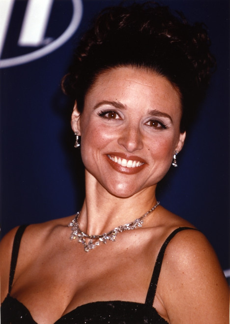 Julia Louis Dreyfus smiling and wearing a Spaghetti-Strap Dress in a Close Up Portrait Photo Print - Item # VARCEL696139