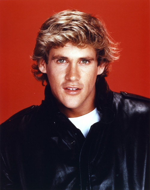 Michael Dudikoff in Black Leather Jacket Red Background Close Up Portrait Photo Print - Item # VARCEL696202