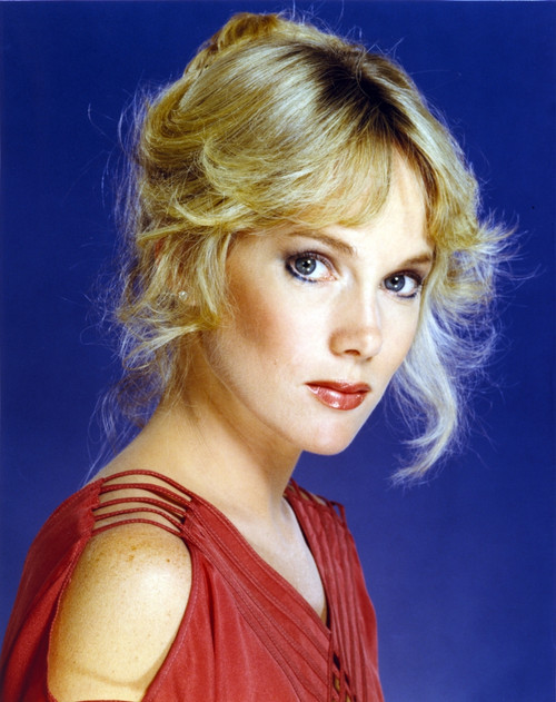 Julia Duffy wearing a Red Sleeveless Dress in a Close Up Portrait Photo Print - Item # VARCEL696246