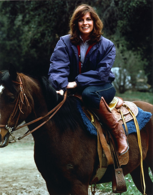 Linda Gray Riding Horse in Violet Jacket Photo Print - Item # VARCEL696272