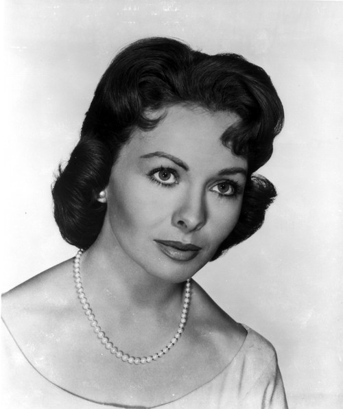 Jeanne Crain Portrait in White Dress and Pearl Necklace and Pearl Earrings Photo Print - Item # VARCEL696439