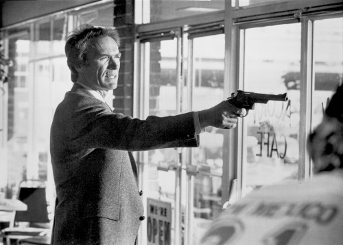 Clint Eastwood Pointing Pistol in Tuxedo Photo Print - Item # VARCEL696603