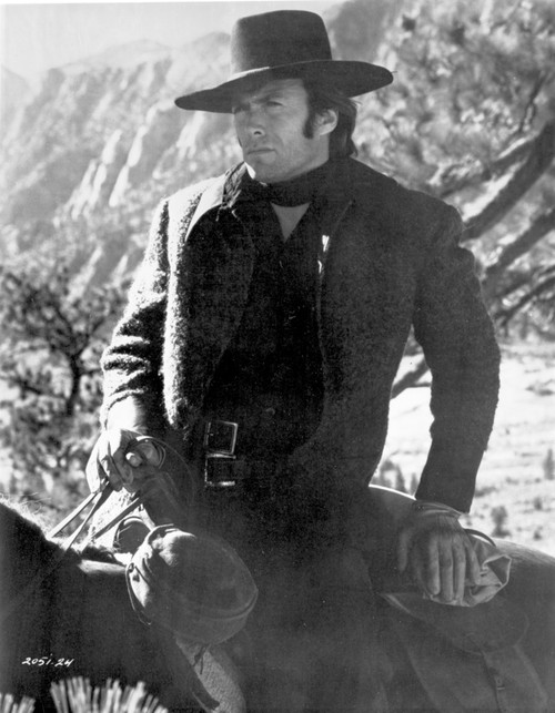 Clint Eastwood Posed in Black Sweater with Hat Photo Print