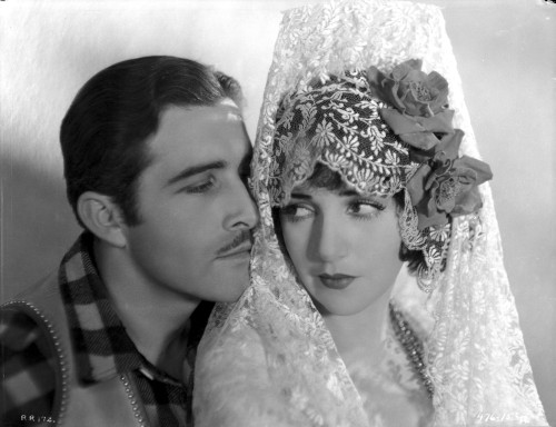 Bebe Daniels Close Up Portrait with Partner Actor in White Linen Shawl with Flowers Photo Print - Item # VARCEL696661