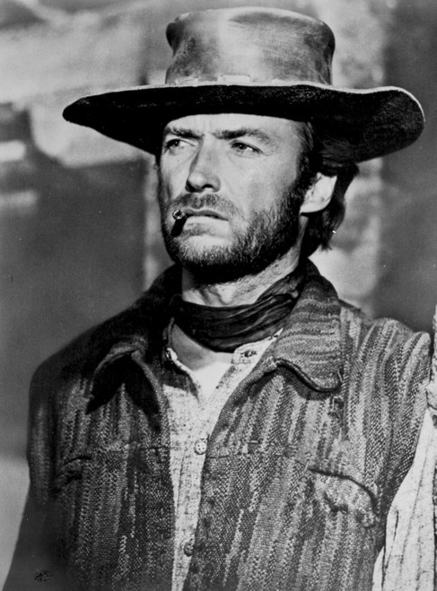 Clint Eastwood Looking Away in Cowboy Attire with Cigarette in His Mouth Photo Print - Item # VARCEL696685