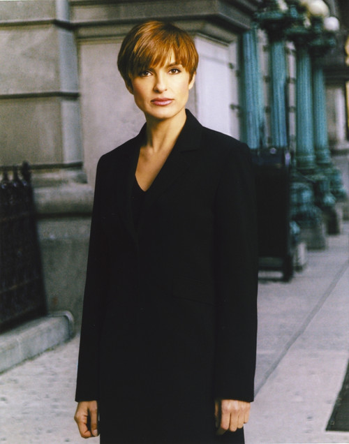 Mariska Hargitay standing in Black Coat Portrait Photo Print - Item # VARCEL696695