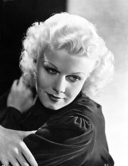 Jean Harlow Posed in Black Pleated Long Sleeve Shirt with Arms Crossed and Head Leaning on the Left Shoulder Photo Print - Item # VARCEL696707