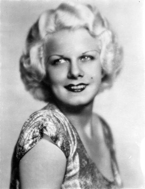 Jean Harlow Portrait in Grey Scoop-Neck Sleeveless Silk Dress in White Background Photo Print - Item # VARCEL696936