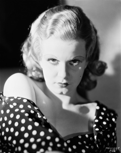 Jean Harlow Portrait in Black Polka Dot Shoulder Dress Photo Print - Item # VARCEL696982