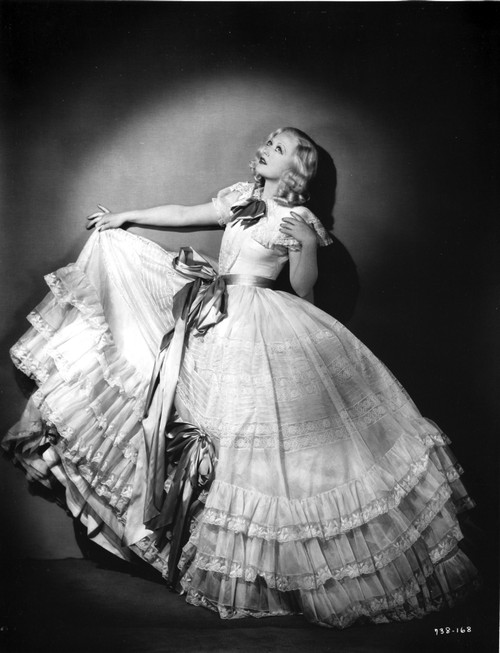 Marion Davies posed in White Ribbon Dress in Black and White Photo Print - Item # VARCEL697012