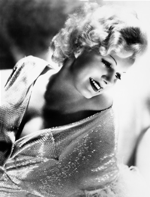 Jean Harlow Portrait in White V-Neck Dress with Glitters Photo Print - Item # VARCEL697041