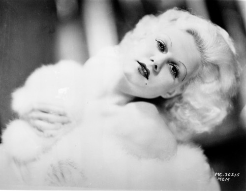 Jean Harlow Portrait in White Fur Pelt Coat with Right Hand on the Chest Photo Print - Item # VARCEL697045