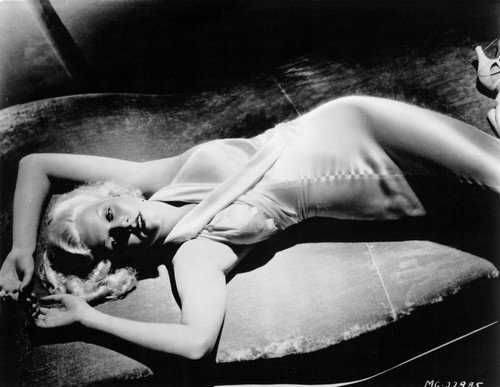 Jean Harlow Lying on the Bed in Silk Dress Photo Print - Item # VARCEL697149