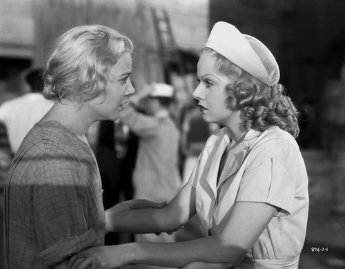 Jean Harlow Scene from a Film in White Dress and Hat Photo Print