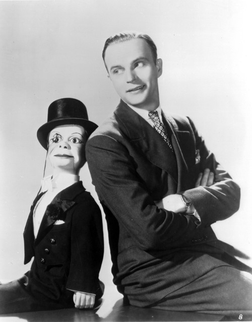 Edgar Bergen Leaning in Black Suit With Puppet Photo Print - Item # VARCEL697224