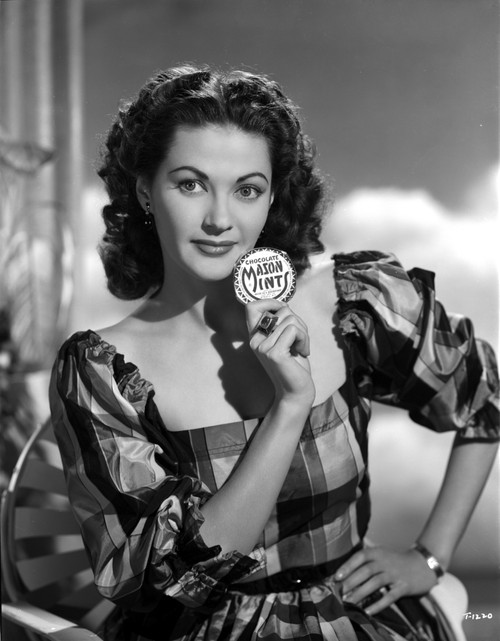 Yvonne Decarlo posed in Checkered Outfit in Black and White Photo Print - Item # VARCEL697228