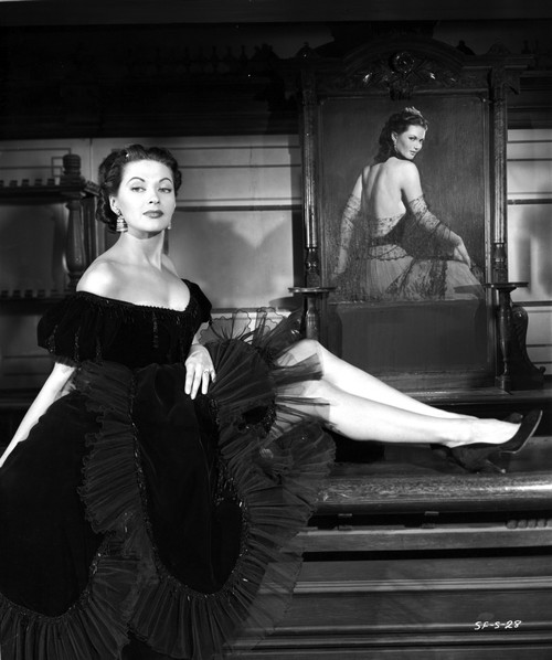 Yvonne Decarlo posed in Sexy Black Outfit in Black and White Photo Print - Item # VARCEL697277