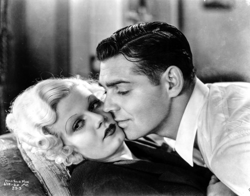 Jean Harlow Couple Shot Close Up Portrait in Black V-Neck Velvet Shirt with Marcel Wave Hair Photo Print - Item # VARCEL697293