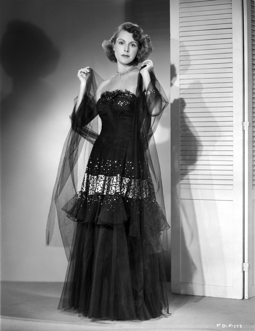 Frances Dee posed in Black Gown in Black and White Photo Print - Item # VARCEL697360