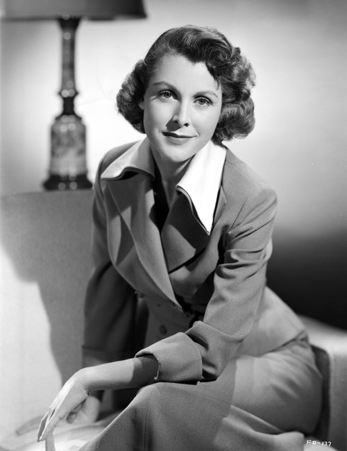 Frances Dee smiling in Formal Outfit in Black and White Photo Print - Item # VARCEL697369