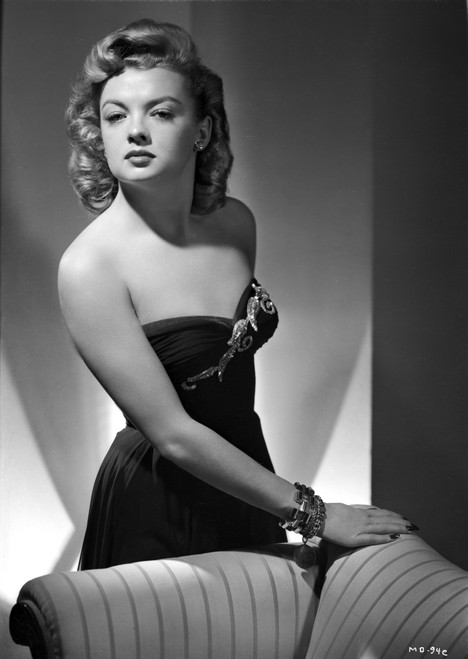 Myrna Dell posed in Sexy Black Outfit in Black and White Photo Print - Item # VARCEL697446