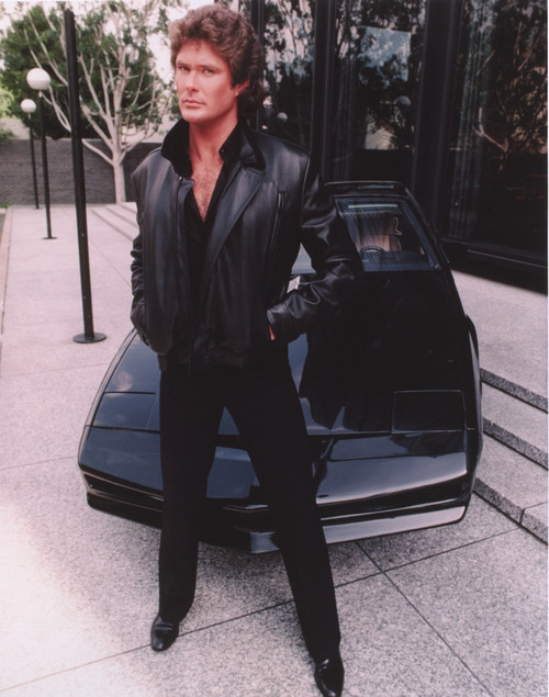 David Hasselhoff standing in Black Leather Jacket with Black Pants and Black Shoes Photo Print - Item # VARCEL697487