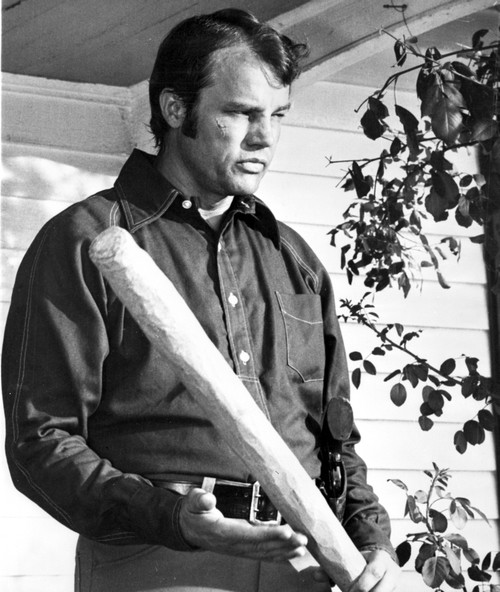 Joe Baker Posed in Black Long sleeve With Baseball Bat Photo Print - Item # VARCEL697555