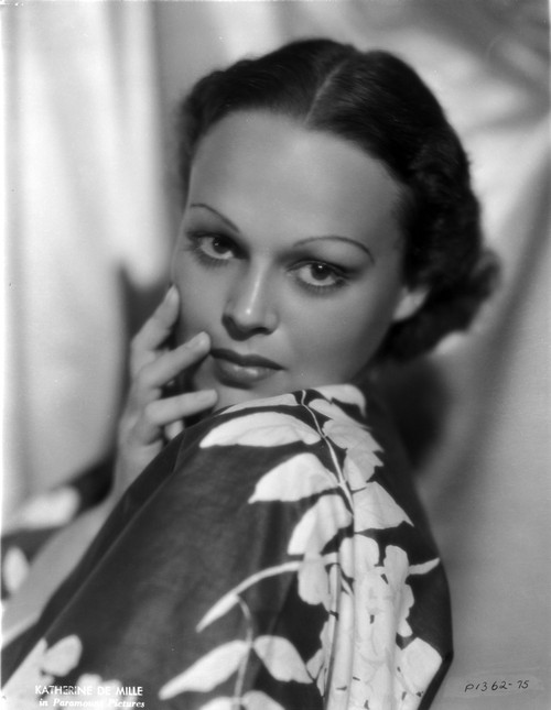 Katherine De Mille Posed in Flower Design Dress Photo Print - Item # VARCEL697574