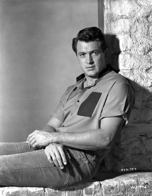 Rock Hudson sitting on Floor With Two Arm's Cross Photo Print - Item # VARCEL697637