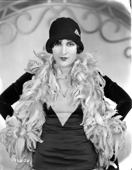 Billie Dove Posed in Black Dress with Feather Scarf Portrait Photo Print - Item # VARCEL697775