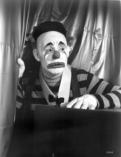 Emmett Kelly Feeling Scared in Clown Outfit Photo Print - Item # VARCEL697825