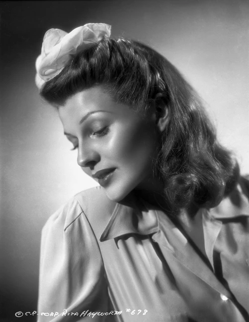 Rita Hayworth Looking Away in White Dress Photo Print - Item # VARCEL697909