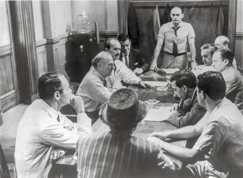 Twelve Angry Men Having a Meeting in Black and White Photo Print - Item # VARCEL697921