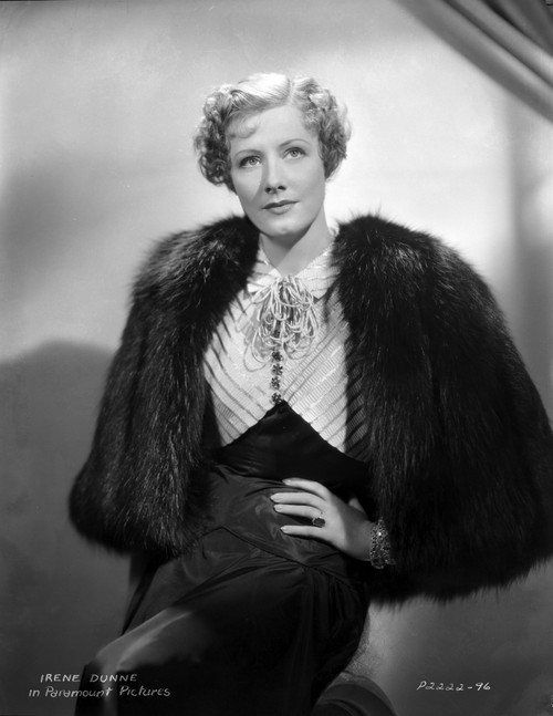 Irene Dunne on Furry Coat and Hand on Waist Portrait Photo Print - Item # VARCEL697969