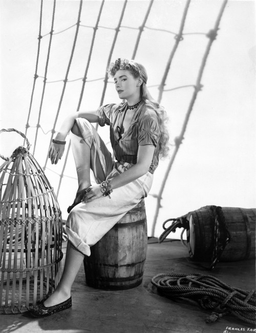 Frances Farmer sitting on a Barrel Portrait Photo Print - Item # VARCEL698381