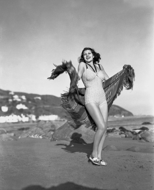 Rita Hayworth posed with Swimwear in Black and White Photo Print - Item # VARCEL698552