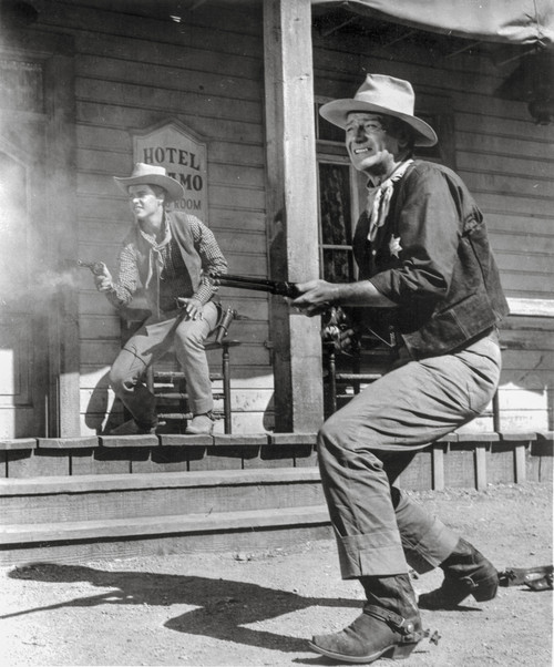 Rio Bravo Gun Fight Scene in Black And White Photo Print - Item # VARCEL698577