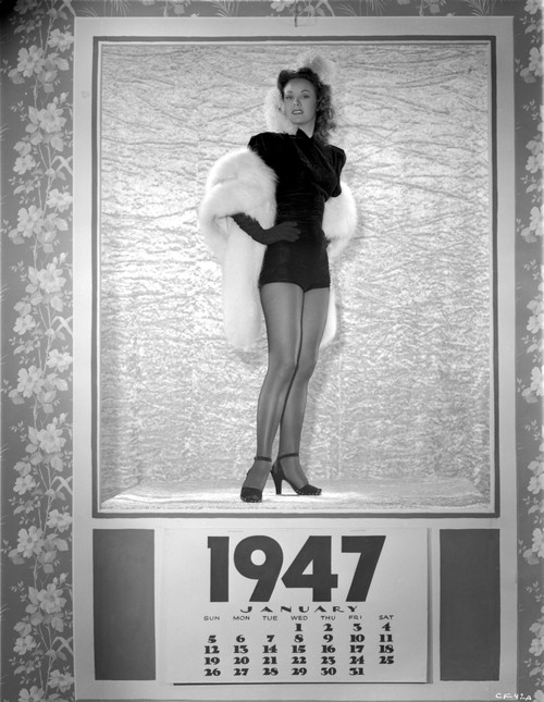 Carol Forman Carrying a Furry Shawl Portrait on a Calendar Photo Print - Item # VARCEL698627