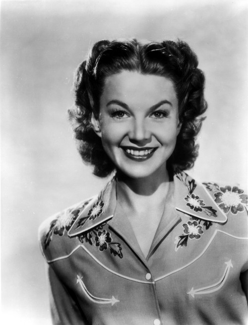Jane Frazee on an Embroidered Top and smiling Portrait Photo Print - Item # VARCEL698729